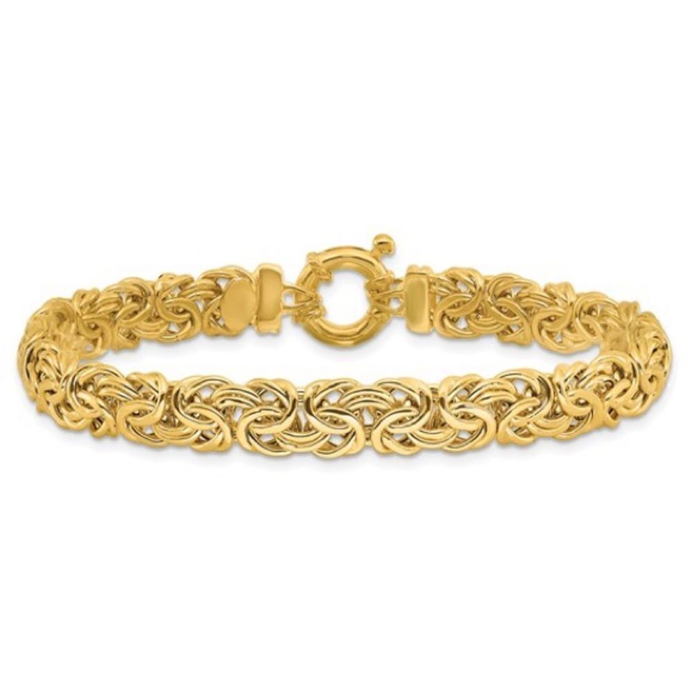14k Fancy 8mm Flat Byzantine Bracelet